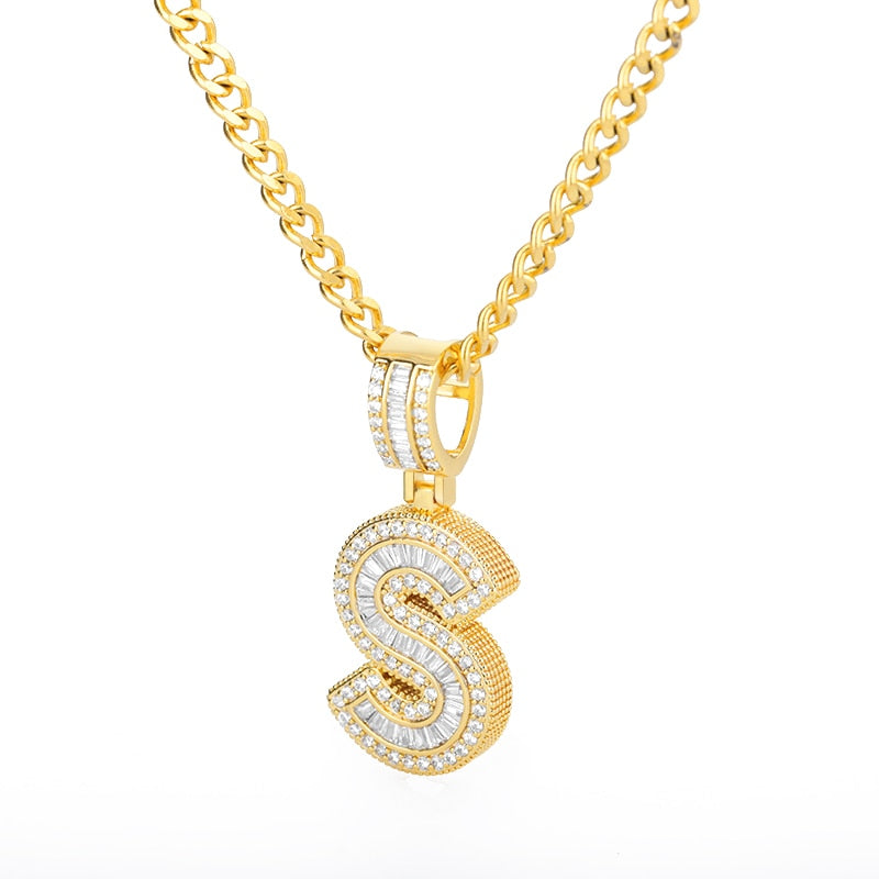 60cm Cubic Zirconia Letters A-Z Initial Pendant Necklaces