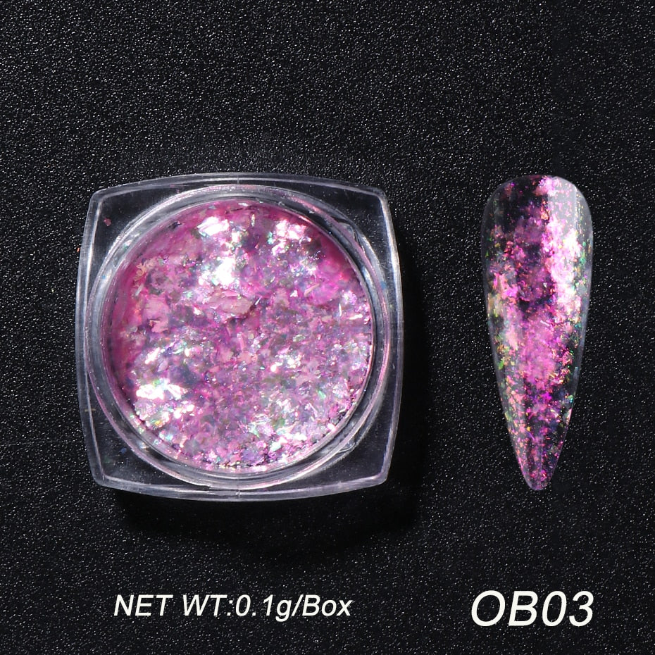 Crystal Fire Opal Flakes Nail Sequins DIY Chrome Powder for Manicures