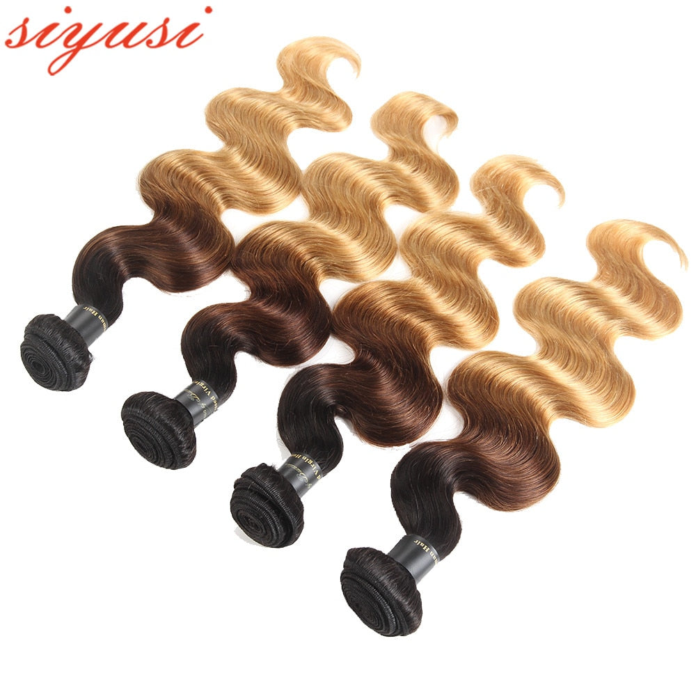 T1B/4/27 Peruvian Body Wave Human Hair Ombre Bundles