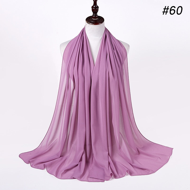 Plain Color Chiffon Scarf -Head Cover -Wrap for Women