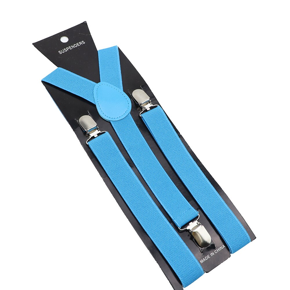 Unisex Solid Color Elastic Leather Suspenders