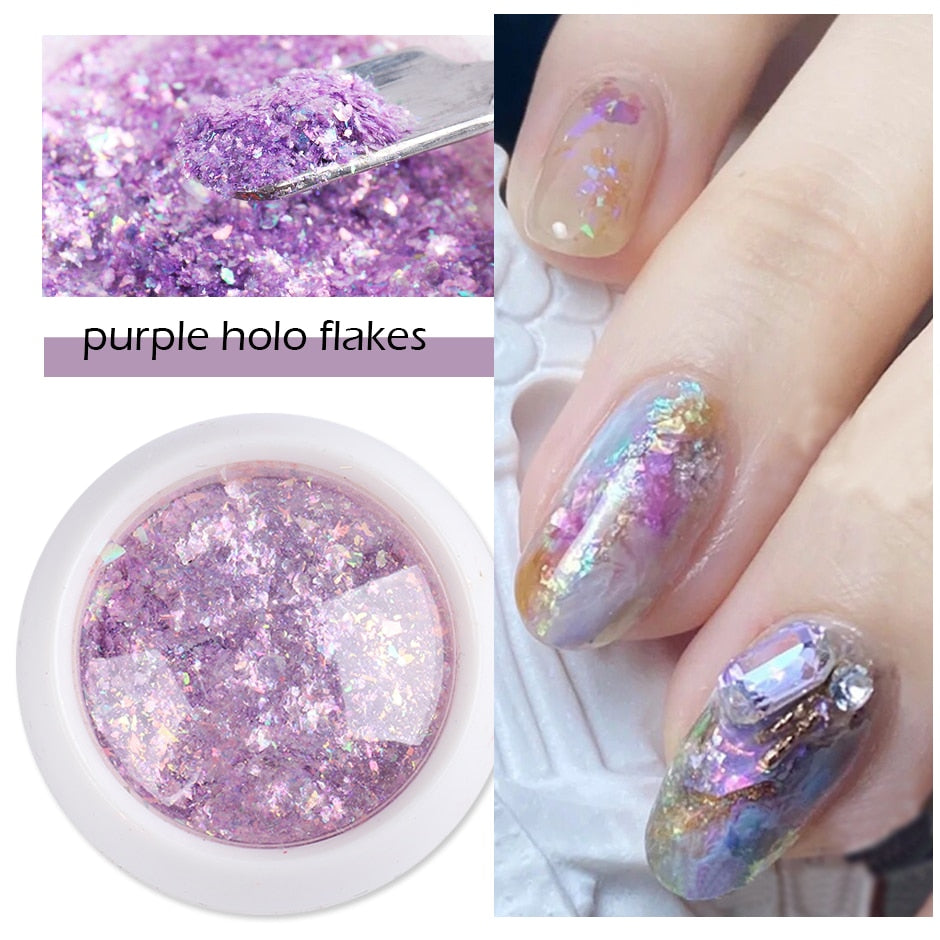 Crystal Fire Opal Flakes Nail Sequins DIY Chrome Powder for Manicures