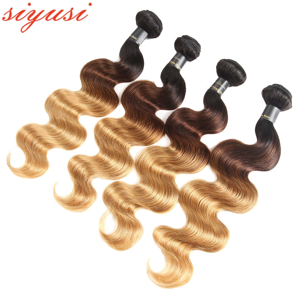 T1B/4/27 Peruvian Body Wave Human Hair Ombre Bundles