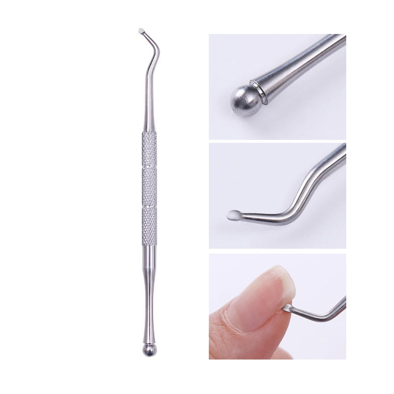 Double-ended Stainless Steel Cuticle Pusher -Nail Art Cleaner Care Tool