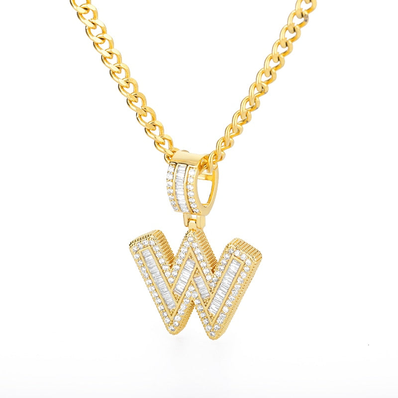 60cm Cubic Zirconia Letters A-Z Initial Pendant Necklaces