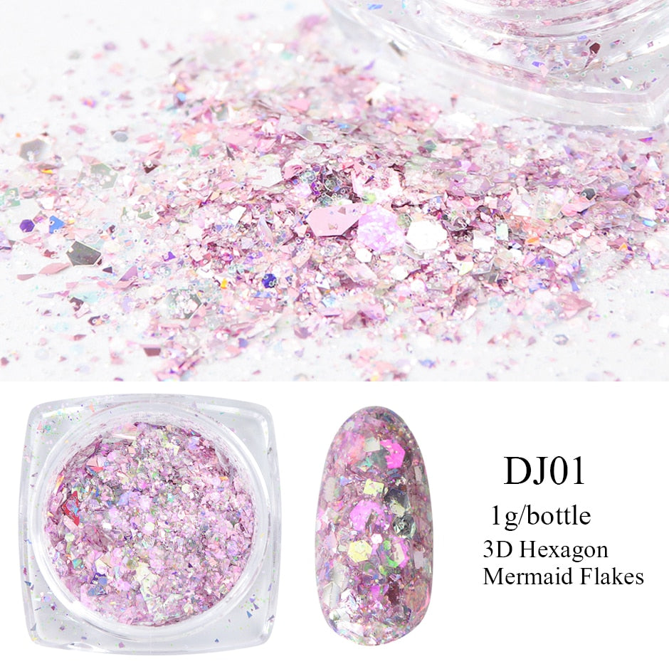 Crystal Fire Opal Flakes Nail Sequins DIY Chrome Powder for Manicures