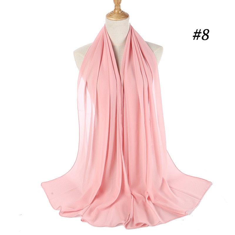 Plain Color Chiffon Scarf -Head Cover -Wrap for Women