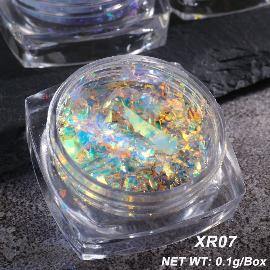 Crystal Fire Opal Flakes Nail Sequins DIY Chrome Powder for Manicures