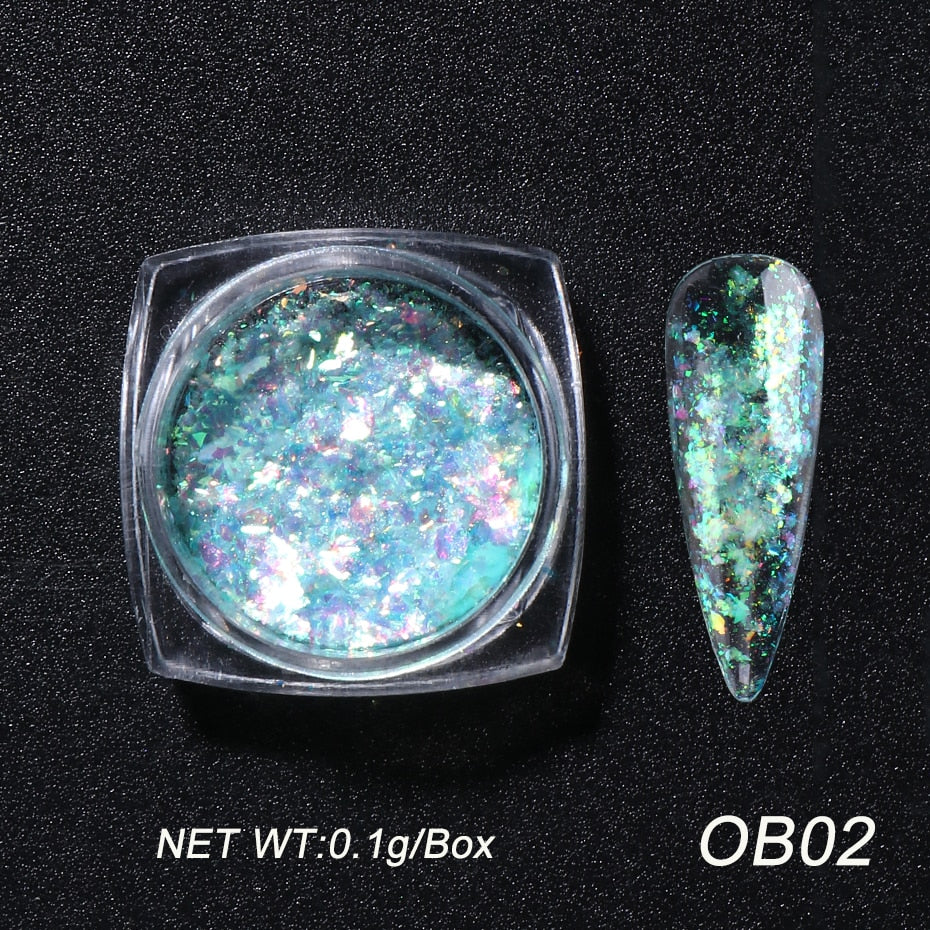 Crystal Fire Opal Flakes Nail Sequins DIY Chrome Powder for Manicures