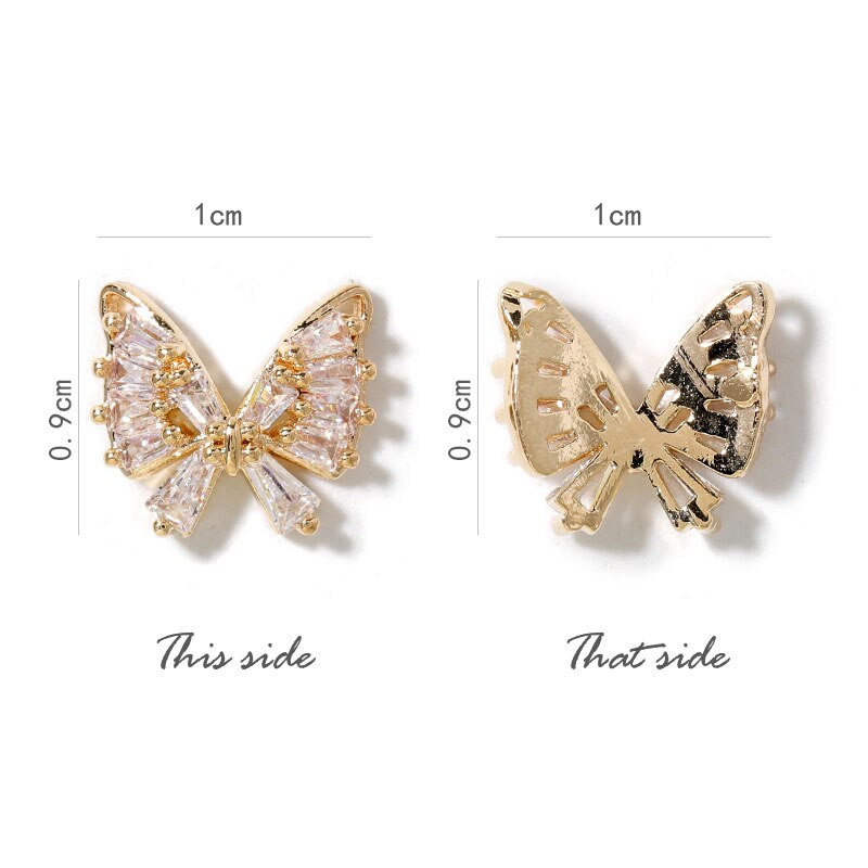 2 Piece Pendant Chain -3D Alloy Butterfly Nail Art