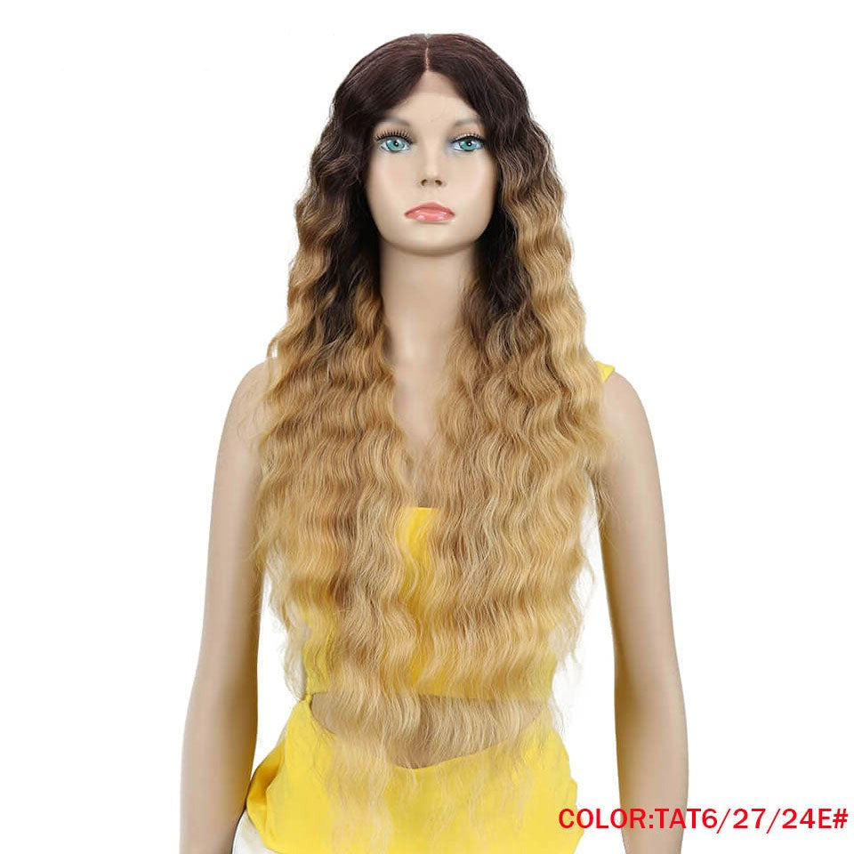 30" Long Deep Wave Synthetic Hair Lace Wigs for Women