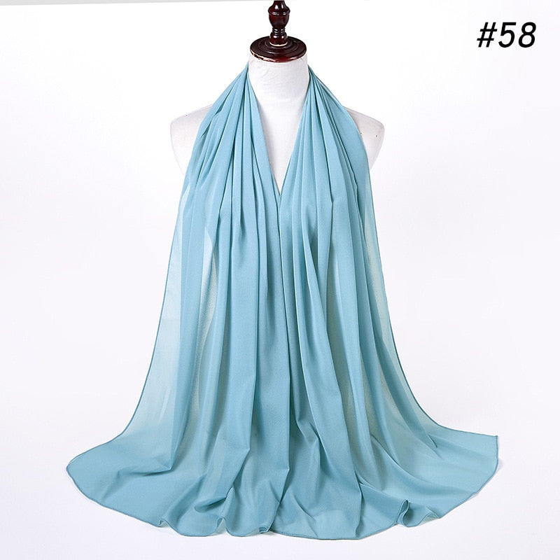 Plain Color Chiffon Scarf -Head Cover -Wrap for Women