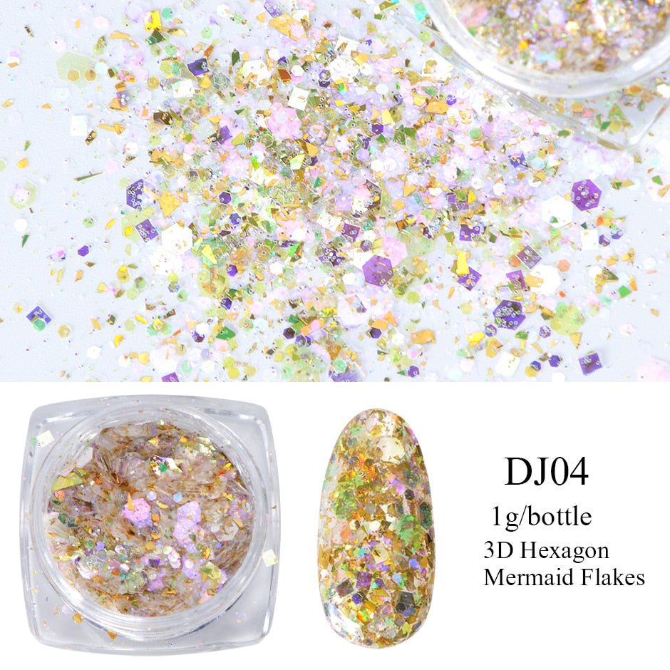 Crystal Fire Opal Flakes Nail Sequins DIY Chrome Powder for Manicures