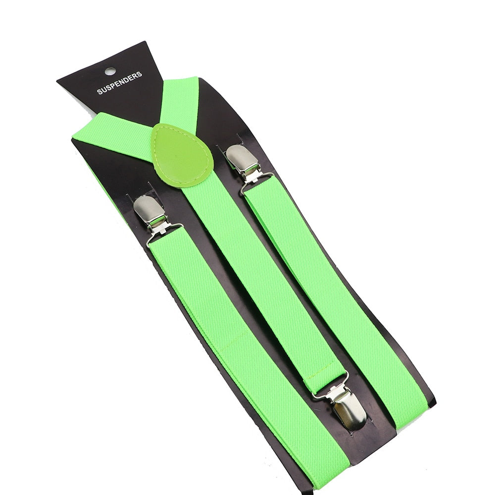 Unisex Solid Color Elastic Leather Suspenders