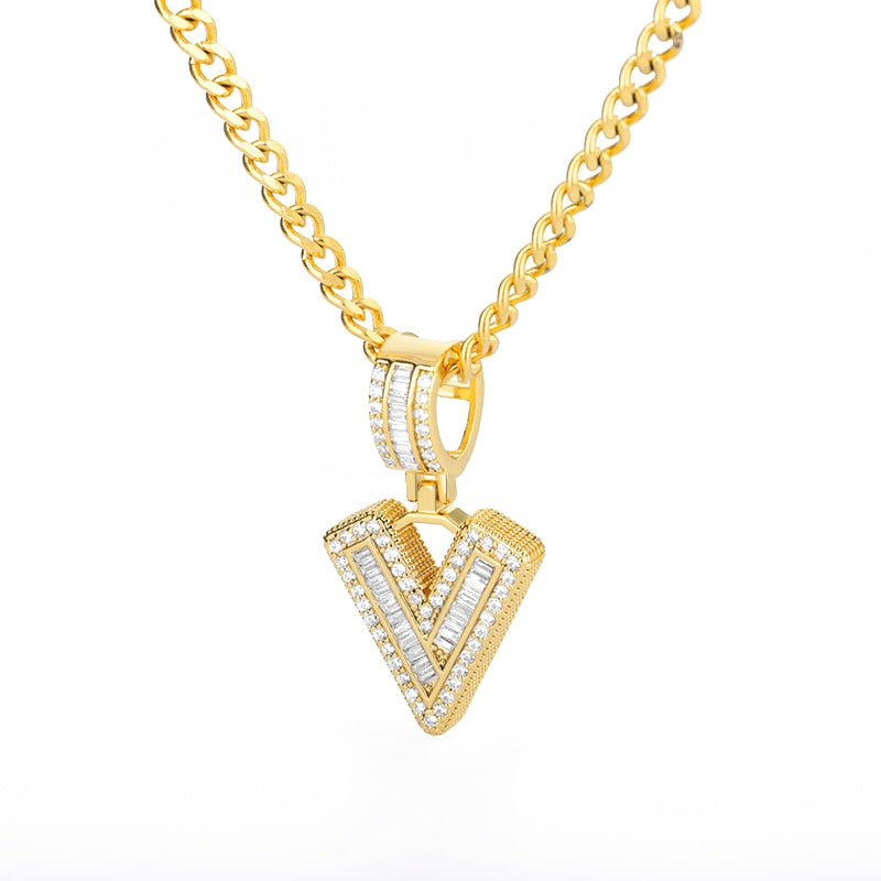 60cm Cubic Zirconia Letters A-Z Initial Pendant Necklaces