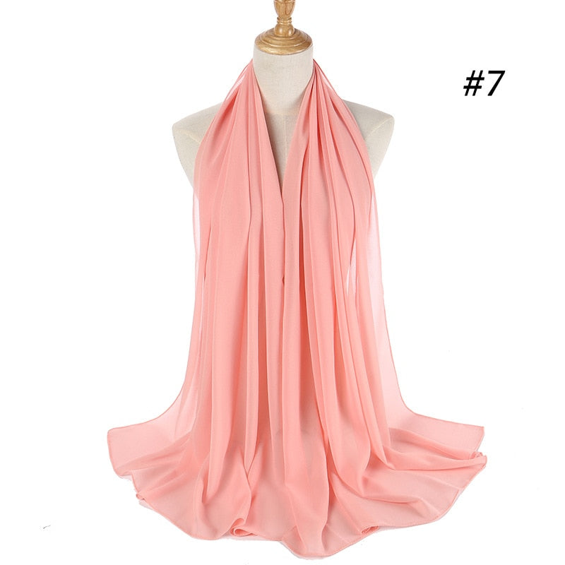 Plain Color Chiffon Scarf -Head Cover -Wrap for Women