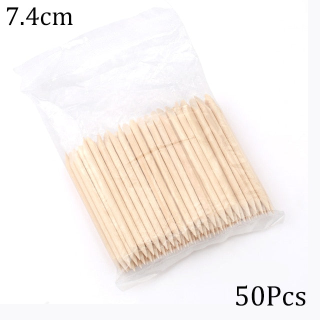 50/100 Wooden Cuticle Pushers for Manicures