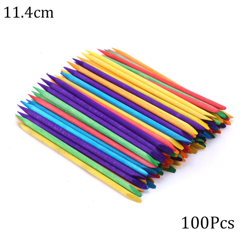 50/100 Wooden Cuticle Pushers for Manicures