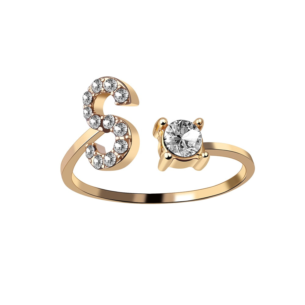 A-Z Letter Adjustable Opening Initial Rings