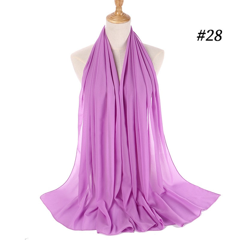 Plain Color Chiffon Scarf -Head Cover -Wrap for Women