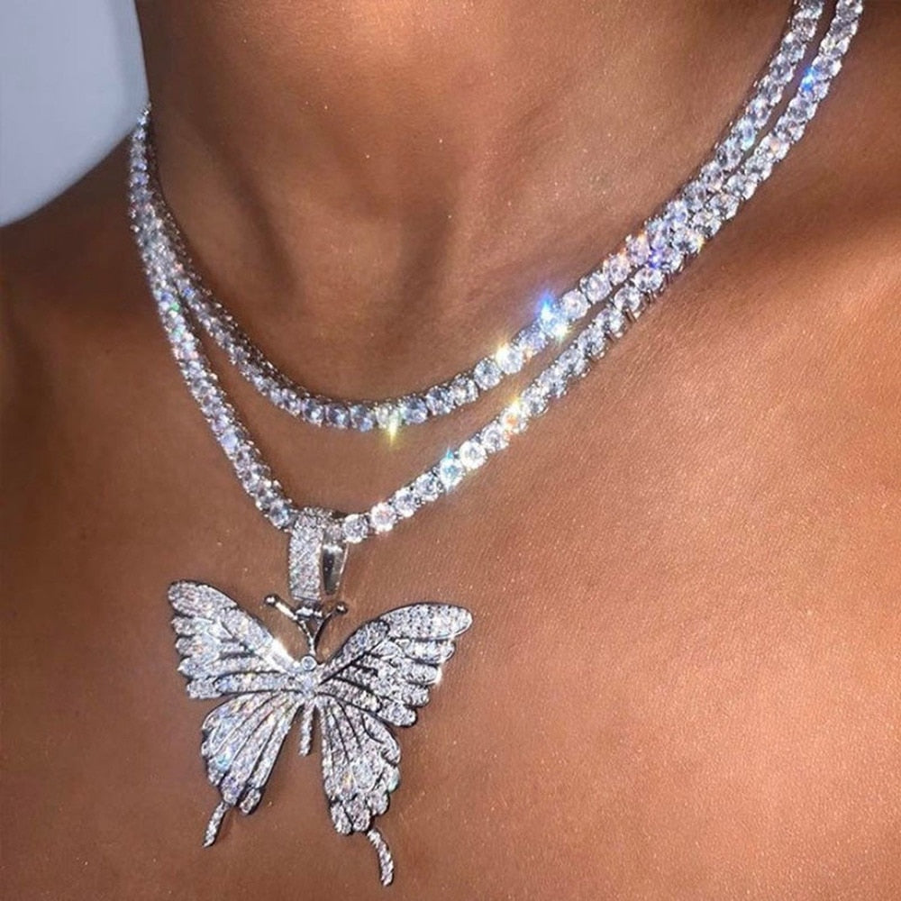 Big Butterfly Pendant Necklace for Women