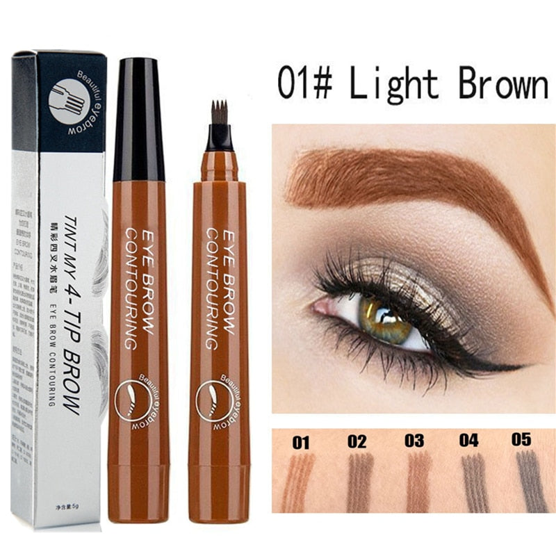 5-Color Four-Pronged Liquid Waterproof Eyebrow Brush