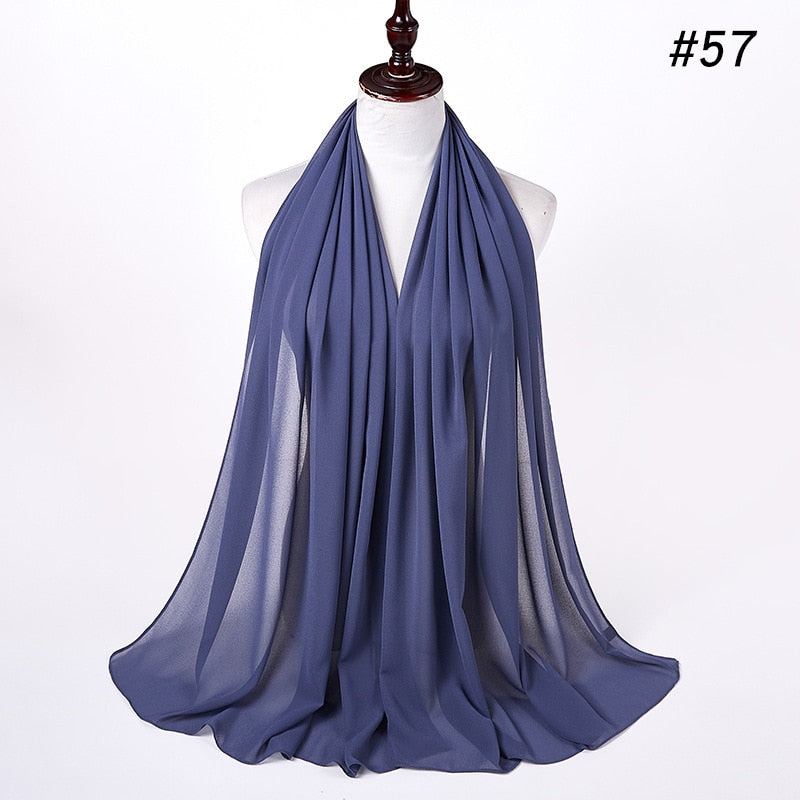 Plain Color Chiffon Scarf -Head Cover -Wrap for Women