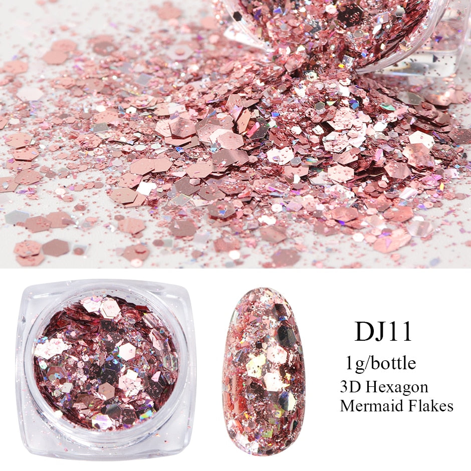 Crystal Fire Opal Flakes Nail Sequins DIY Chrome Powder for Manicures