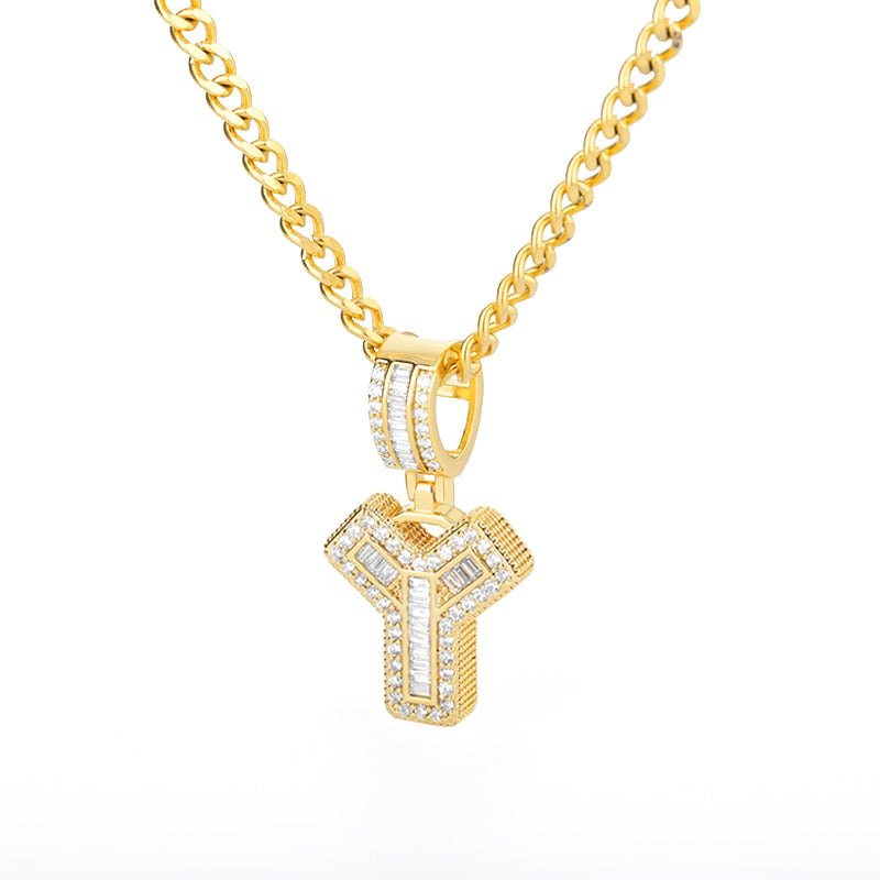 60cm Cubic Zirconia Letters A-Z Initial Pendant Necklaces