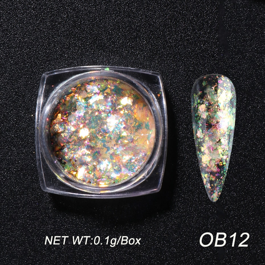 Crystal Fire Opal Flakes Nail Sequins DIY Chrome Powder for Manicures