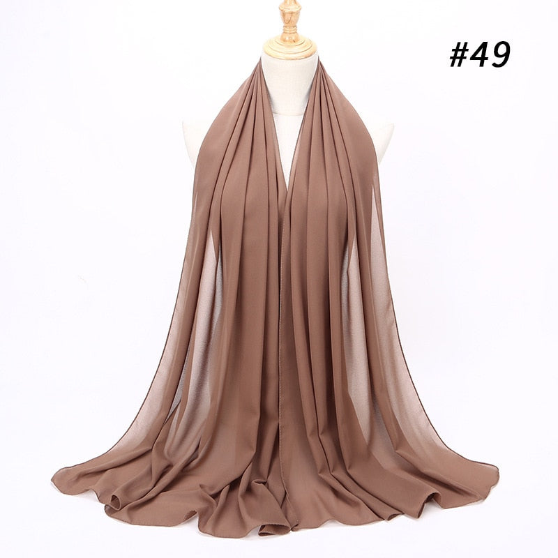 Plain Color Chiffon Scarf -Head Cover -Wrap for Women