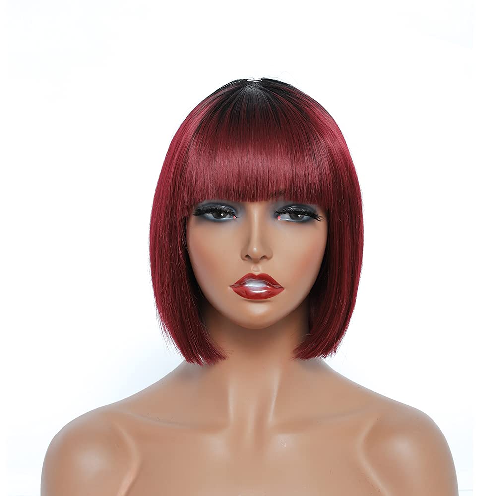 Short Bob Synthetic Hair Wigs with Bangs