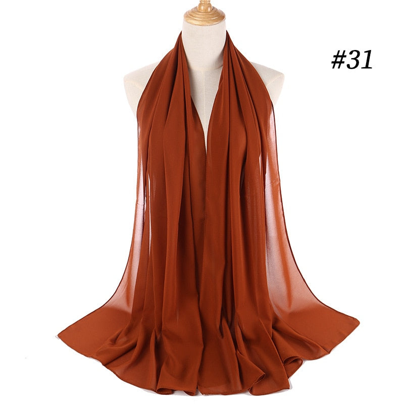 Plain Color Chiffon Scarf -Head Cover -Wrap for Women