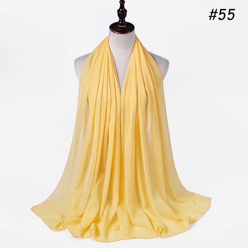 Plain Color Chiffon Scarf -Head Cover -Wrap for Women