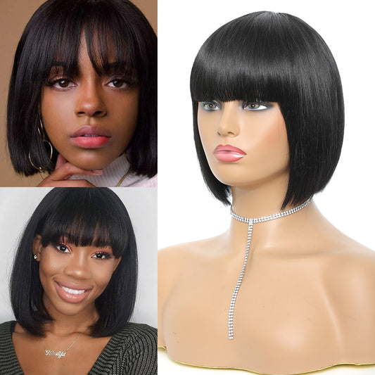 Short Bob Synthetic Hair Wigs with Bangs