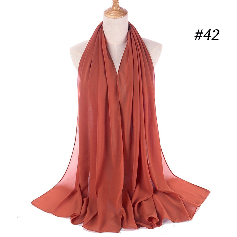 Plain Color Chiffon Scarf -Head Cover -Wrap for Women