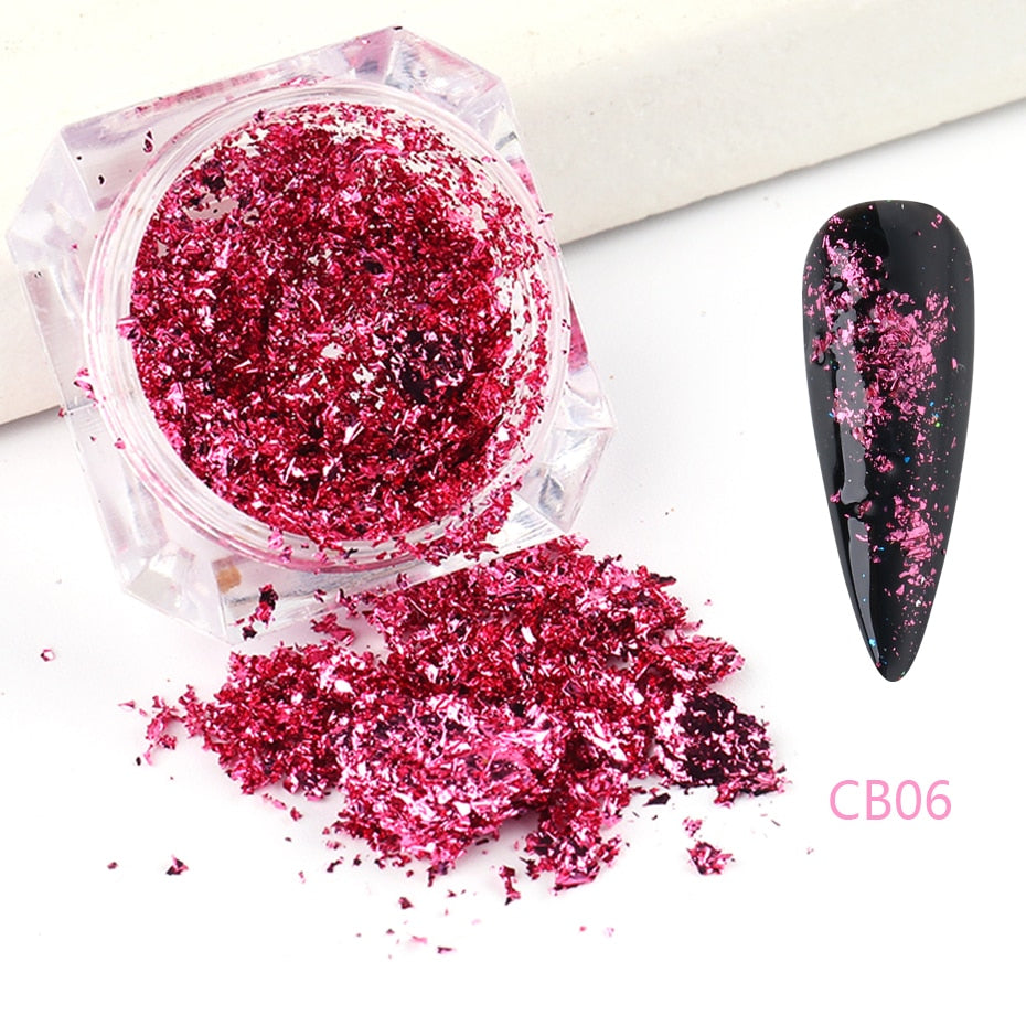 Crystal Fire Opal Flakes Nail Sequins DIY Chrome Powder for Manicures