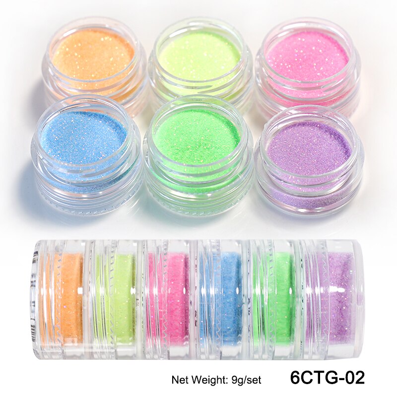 Fluorescent-Glitter-Shinny-Ombre-Chrome Dust DIY Gel Polish Nail Art