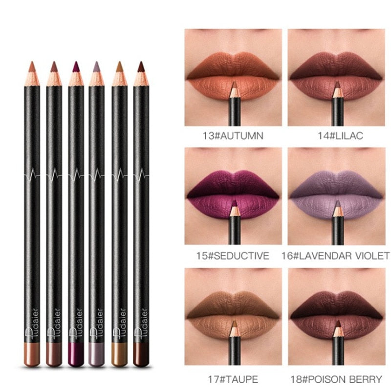 6/12Pcs Sets Waterproof Matte Pencil Lip Liners -Long Lasting