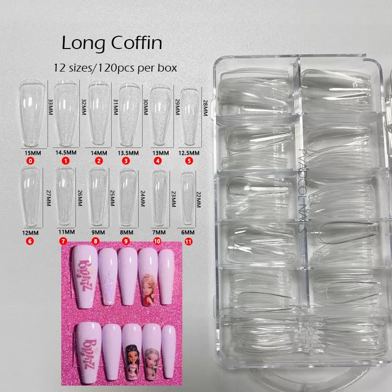 Gel Nails Extension System Full Cover Sculpted Clear Nail Tips 240pcs/bag