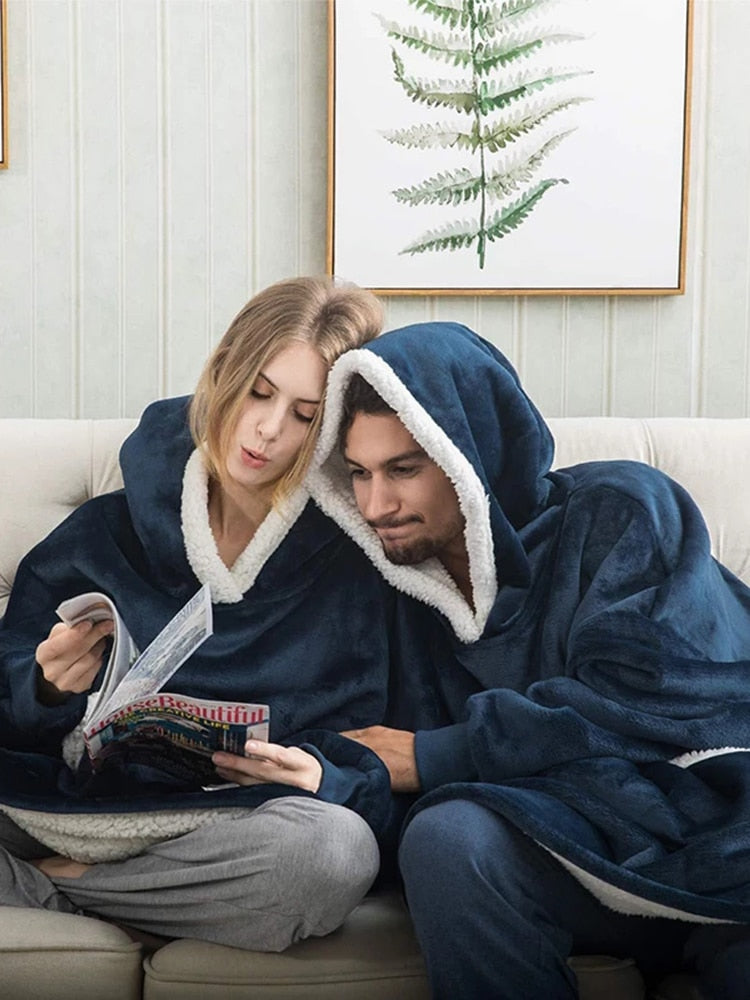 Over-sized Fleece Pullover with Hood for Women