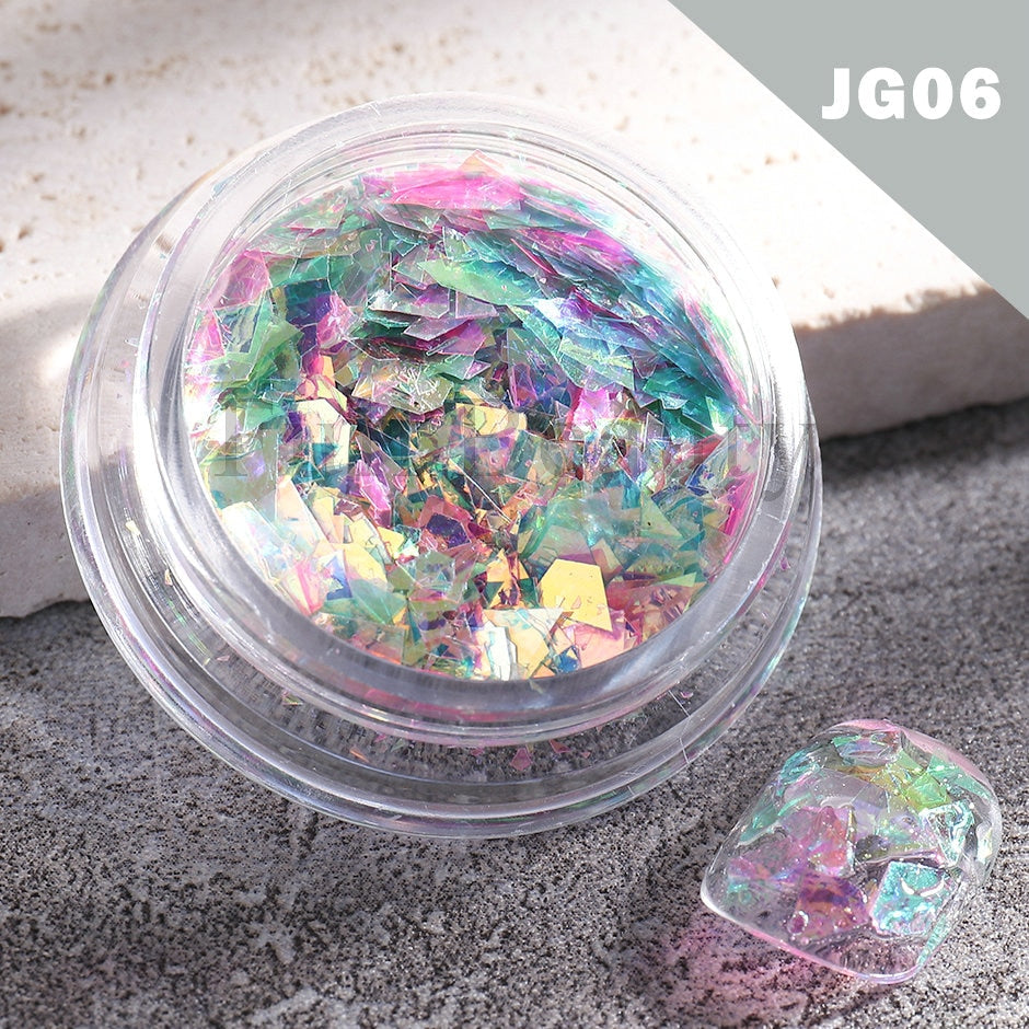 Crystal Fire Opal Flakes Nail Sequins DIY Chrome Powder for Manicures