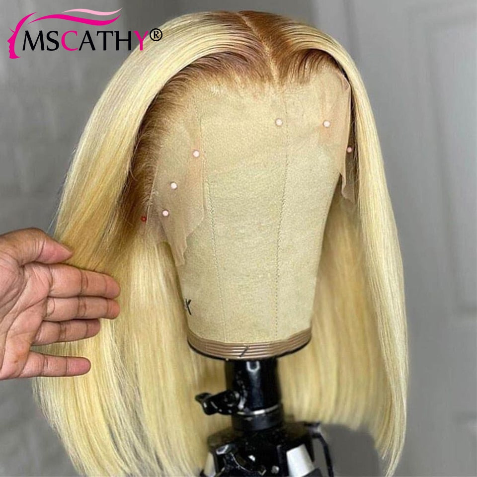 T4 613 Blend Bob Lace Front Human Hair Wigs -Pre-Plucked