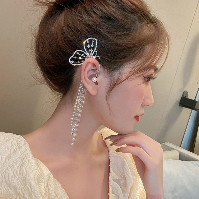 Shiny Zircon Butterfly Ear Cuff Earrings for Women