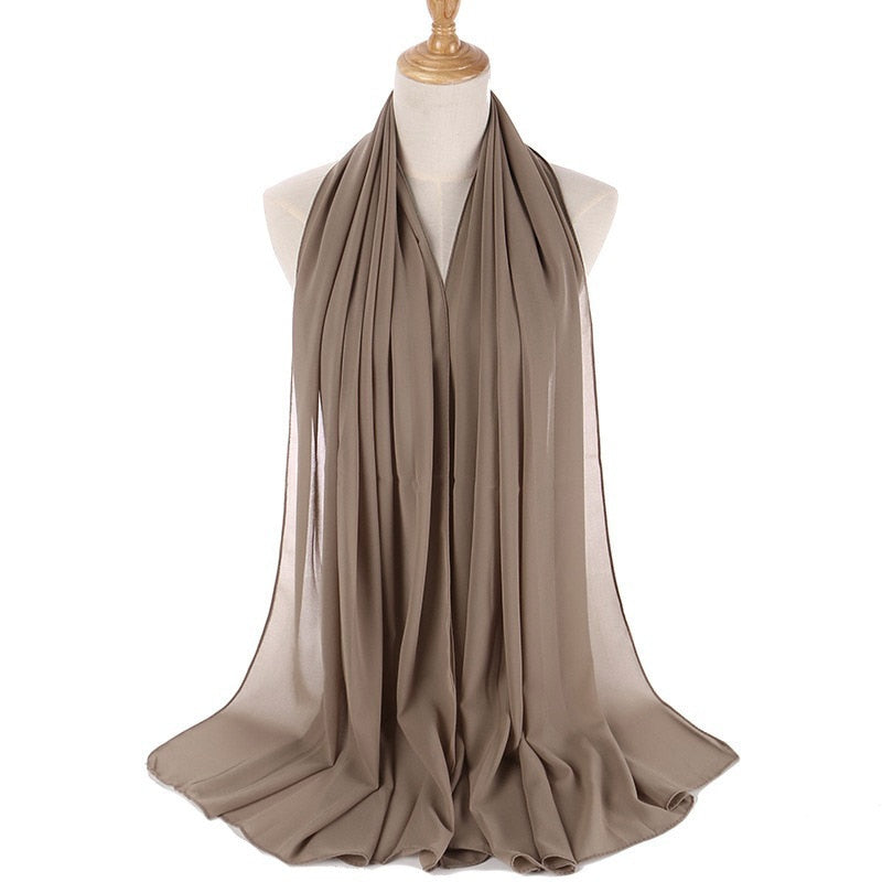 Plain Color Chiffon Scarf -Head Cover -Wrap for Women