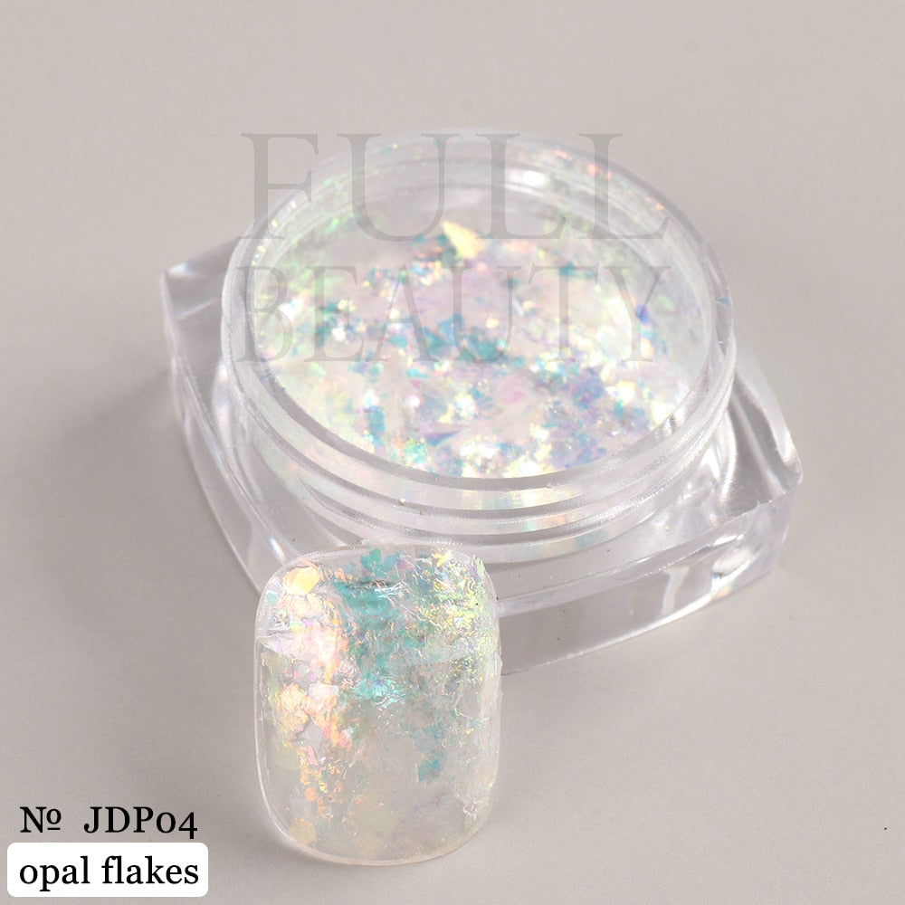 Crystal Fire Opal Flakes Nail Sequins DIY Chrome Powder for Manicures