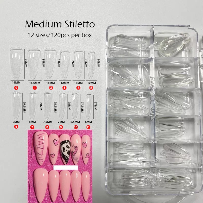 Gel Nails Extension System Full Cover Sculpted Clear Nail Tips 240pcs/bag