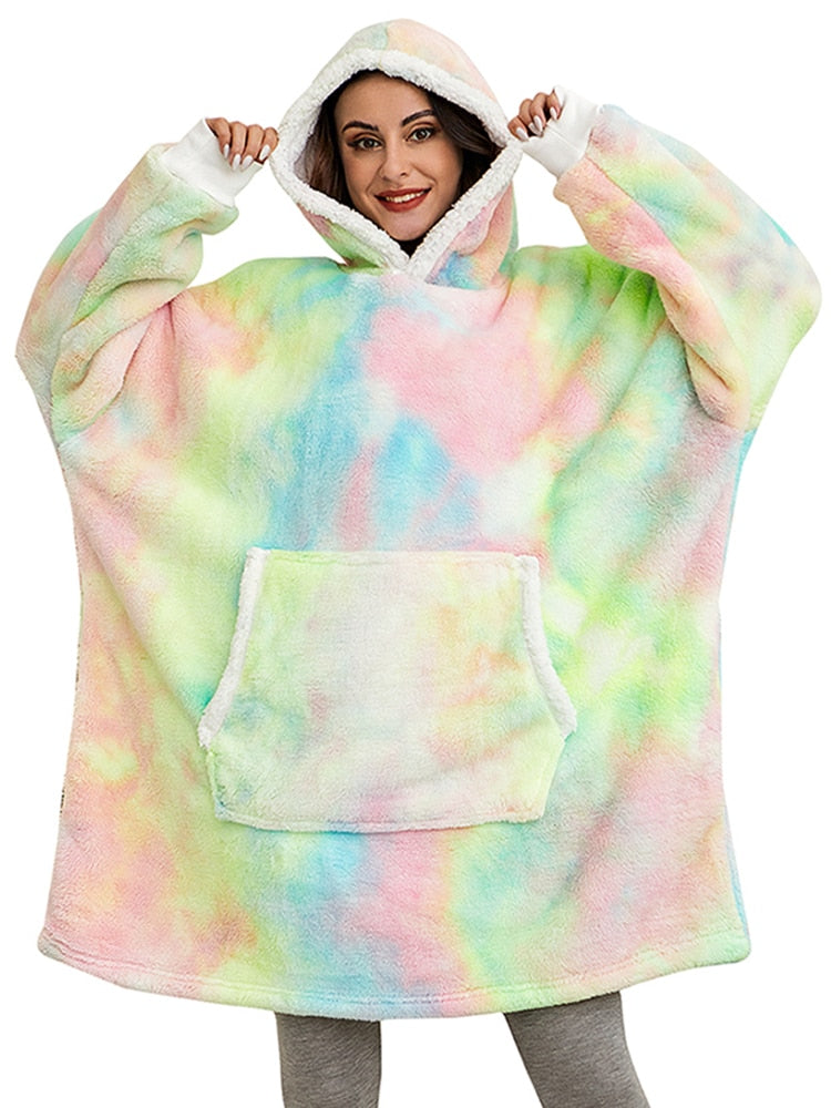 Over-sized Fleece Pullover with Hood for Women