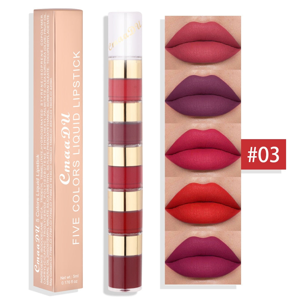 5-in-1 Matte Lipstick -Lip Tint -Long Lasting Lipstick Sets