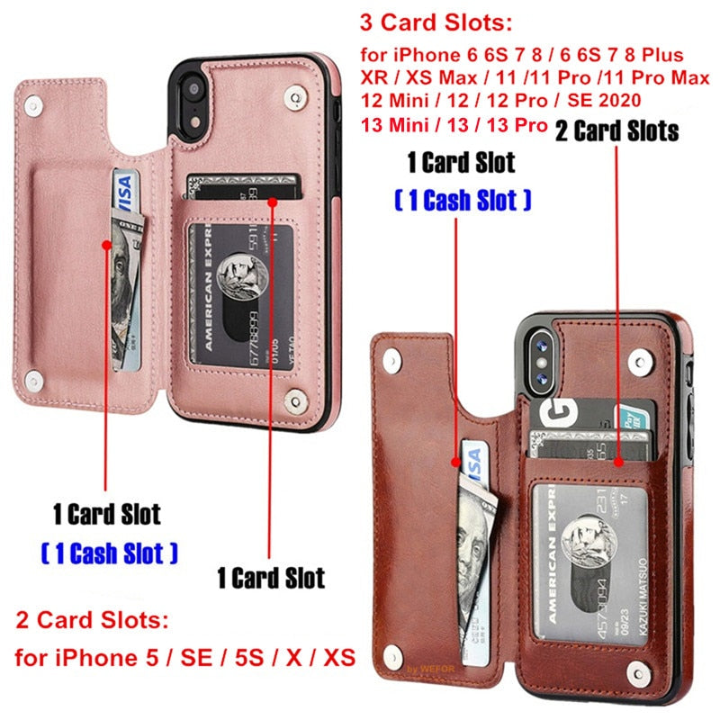 Leather Wallet Cases For iPhone 7 8 Plus/ SE/ XR/ XS Max